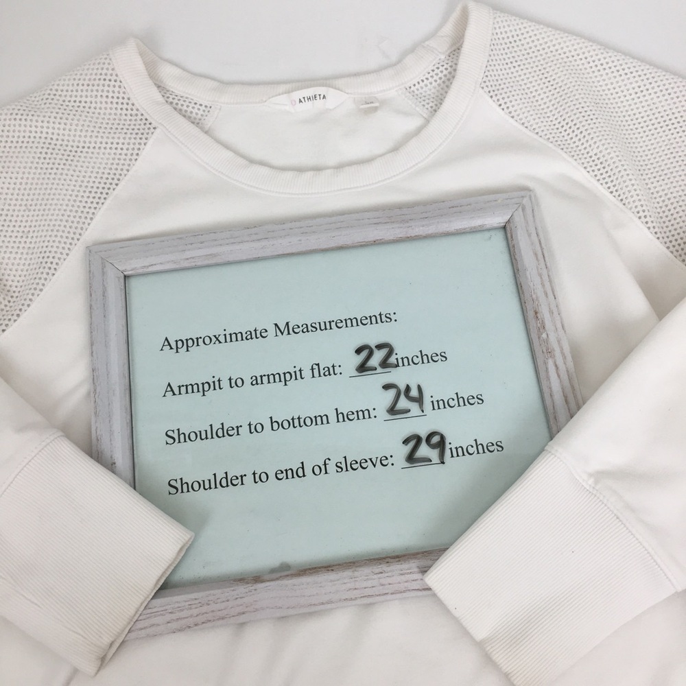 Athleta Citytime Mesh Shoulder Crewneck Sweatshirt Top White Women’s Size Large - Picture 15 of 15
